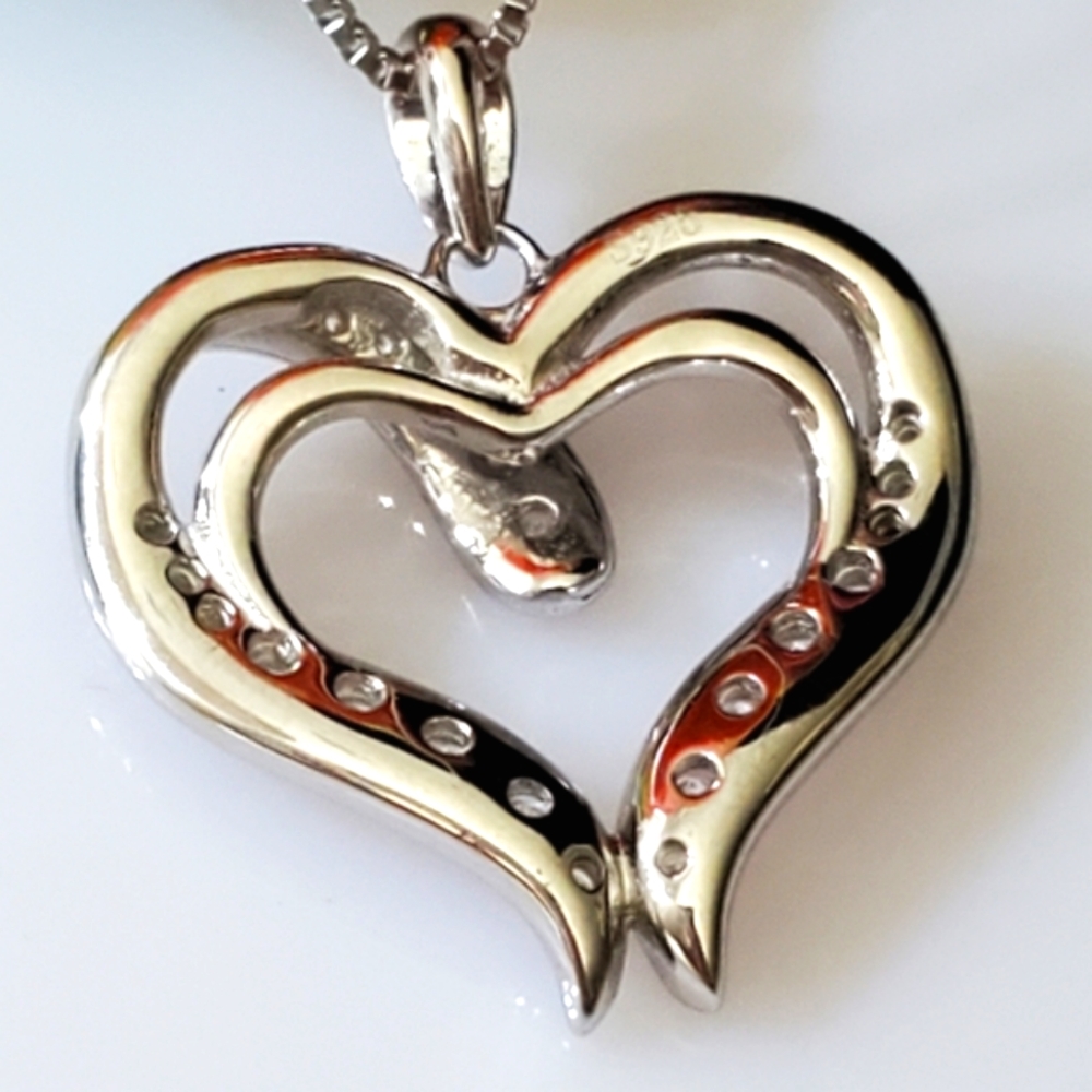 NEW Sterling Diamond Heart Pendant - Picture 5 of 7